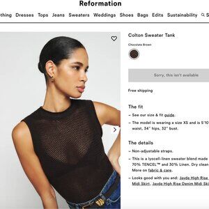 Reformation - Colton Sweater Tank - Size XS